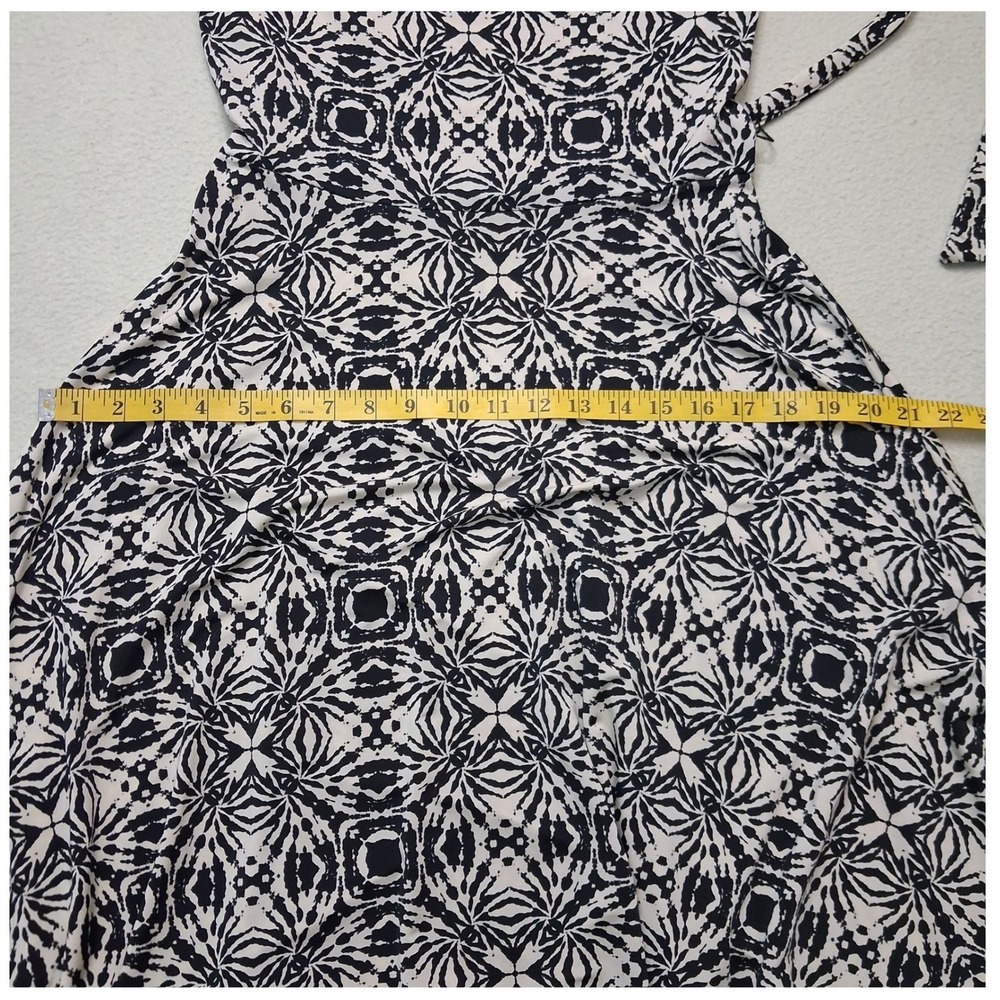 Leota High Modern Midi Dress Hand Made NY USA Belted Geometric 3/4 Sleeve SZ L - Picture 5 of 12